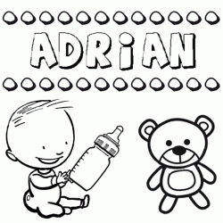 Dibujo del nombre Adrián para colorear, pintar e imprimir