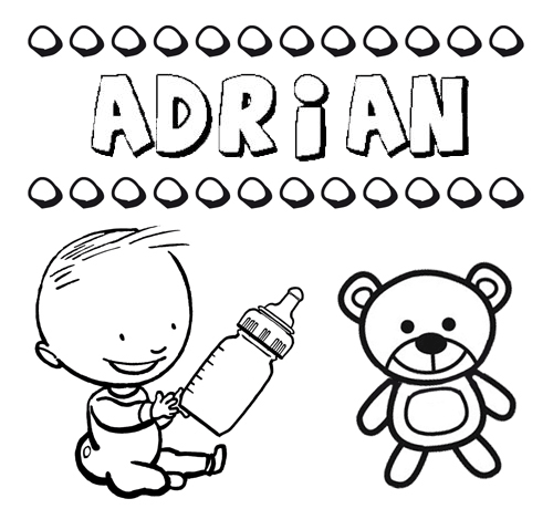 Dibujo del nombre Adrián para colorear, pintar e imprimir
