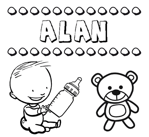 Dibujo del nombre Alan para colorear, pintar e imprimir