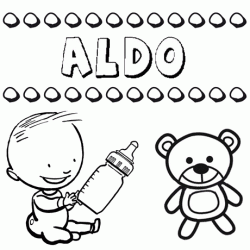 Dibujo del nombre Aldo para colorear, pintar e imprimir