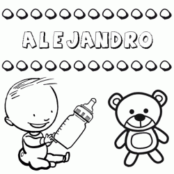 Dibujo del nombre Alejandro para colorear, pintar e imprimir