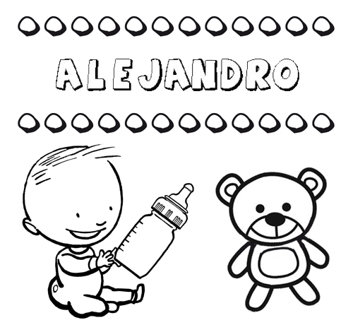 Dibujo del nombre Alejandro para colorear, pintar e imprimir