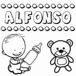 Dibujo del nombre Alfonso para colorear, pintar e imprimir