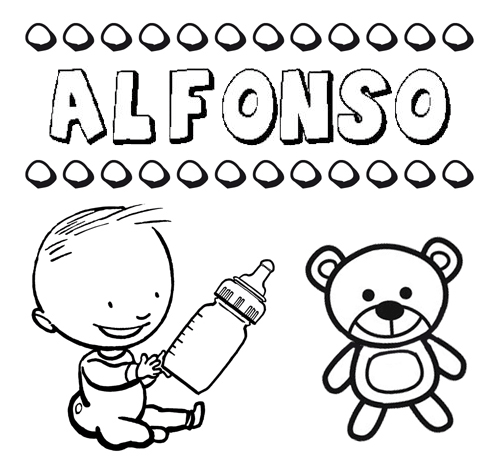 Dibujo del nombre Alfonso para colorear, pintar e imprimir