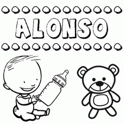 Dibujo del nombre Alonso para colorear, pintar e imprimir