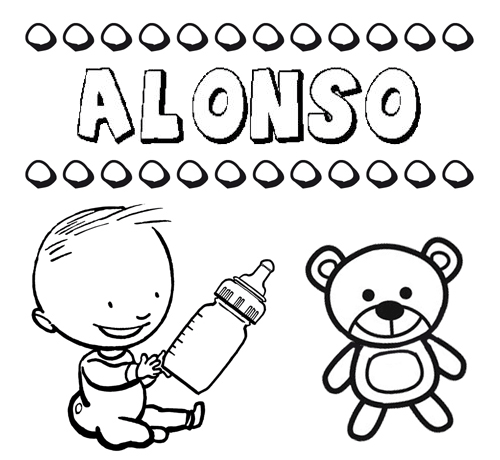 Dibujo del nombre Alonso para colorear, pintar e imprimir