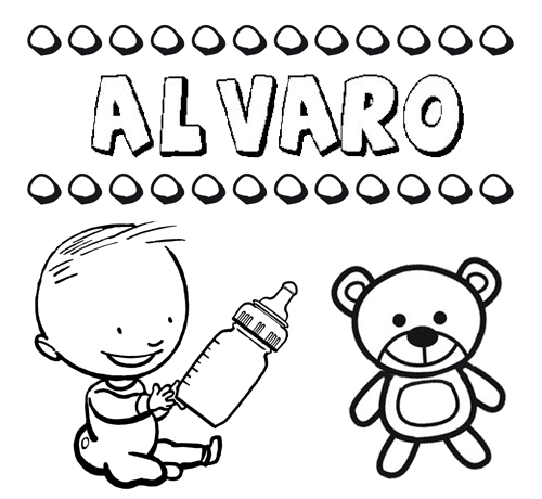Dibujo del nombre Álvaro para colorear, pintar e imprimir