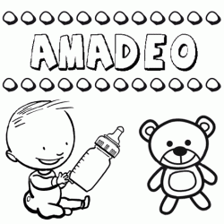 Dibujo del nombre Amadeo para colorear, pintar e imprimir