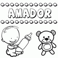 Dibujo del nombre Amador para colorear, pintar e imprimir