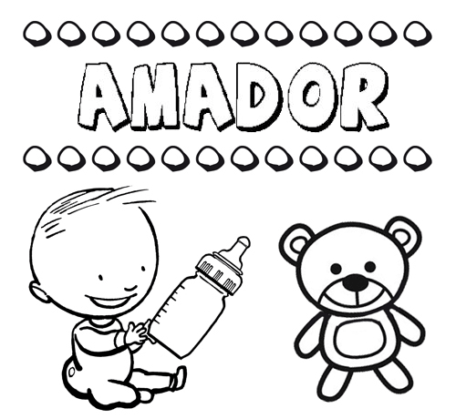 Dibujo del nombre Amador para colorear, pintar e imprimir