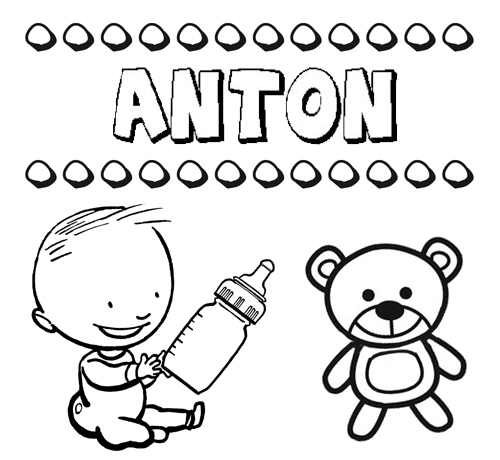 Dibujo del nombre Antón para colorear, pintar e imprimir