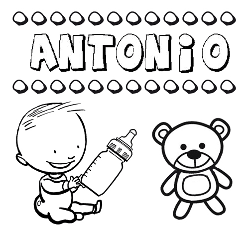 Dibujo del nombre Antonio para colorear, pintar e imprimir