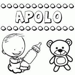 Dibujo del nombre Apolo para colorear, pintar e imprimir