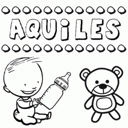 Dibujo del nombre Aquiles para colorear, pintar e imprimir