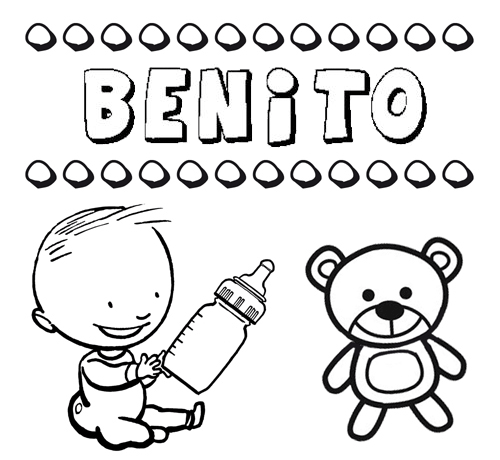 Dibujo del nombre Benito para colorear, pintar e imprimir