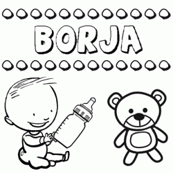 Dibujo del nombre Borja para colorear, pintar e imprimir