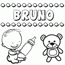 Dibujo del nombre Bruno para colorear, pintar e imprimir