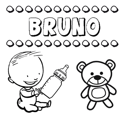 Dibujo del nombre Bruno para colorear, pintar e imprimir