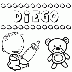 Dibujo del nombre Diego para colorear, pintar e imprimir