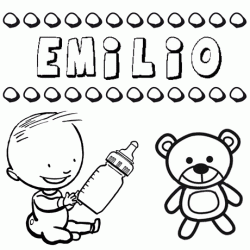 Dibujo del nombre Emilio para colorear, pintar e imprimir