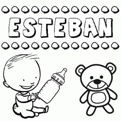 Dibujo del nombre Esteban para colorear, pintar e imprimir