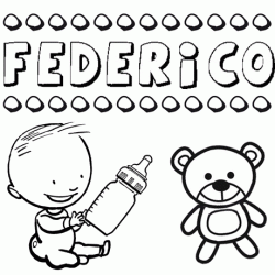 Dibujo del nombre Federico para colorear, pintar e imprimir