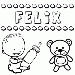 Dibujo del nombre Félix para colorear, pintar e imprimir