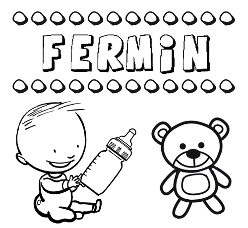 Dibujo del nombre Fermín para colorear, pintar e imprimir