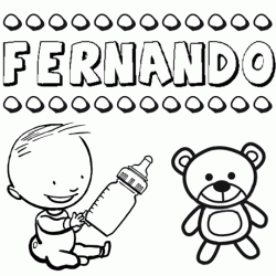 Dibujo del nombre Fernando para colorear, pintar e imprimir