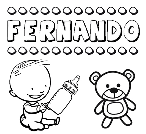 Dibujo del nombre Fernando para colorear, pintar e imprimir