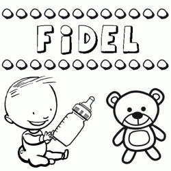 Dibujo del nombre Fidel para colorear, pintar e imprimir
