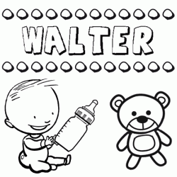 Dibujo del nombre Walter para colorear, pintar e imprimir