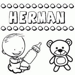 Dibujo del nombre Hermán para colorear, pintar e imprimir