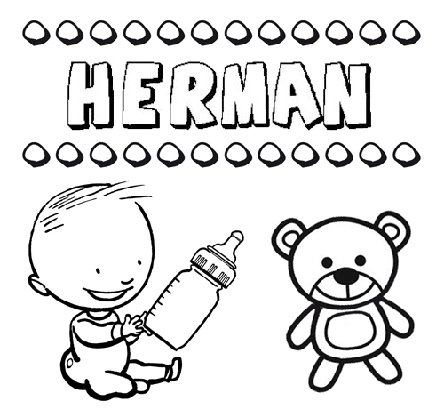 Dibujo del nombre Hermán para colorear, pintar e imprimir