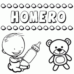 Dibujo del nombre Homero para colorear, pintar e imprimir