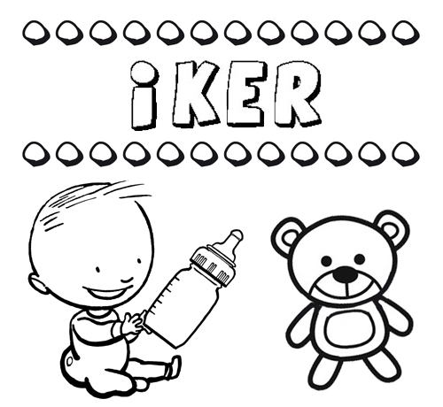 Dibujo del nombre Iker para colorear, pintar e imprimir