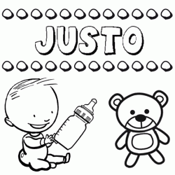 Dibujo del nombre Justo para colorear, pintar e imprimir