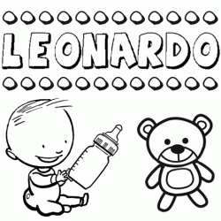 Dibujo del nombre Leonardo para colorear, pintar e imprimir