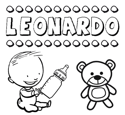 Dibujo del nombre Leonardo para colorear, pintar e imprimir