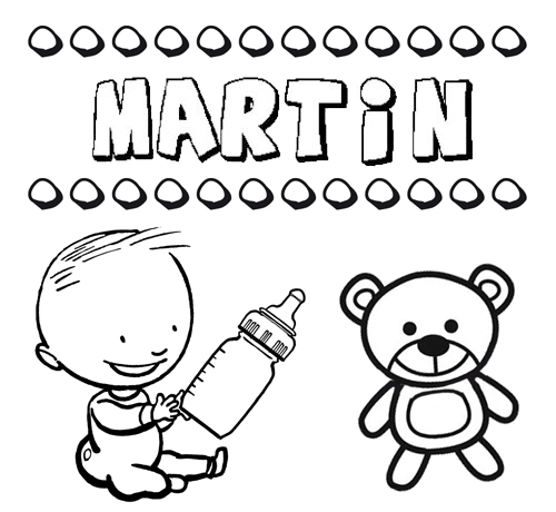 Dibujo del nombre Martín para colorear, pintar e imprimir