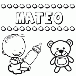 Dibujo del nombre Mateo para colorear, pintar e imprimir