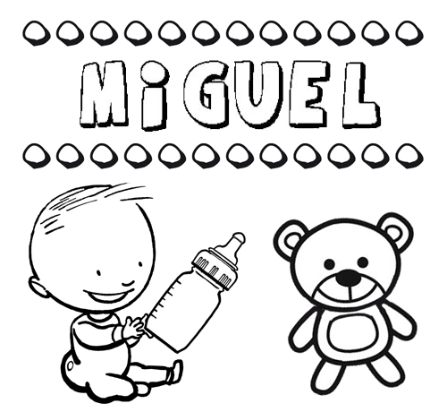 Dibujo del nombre Miguel para colorear, pintar e imprimir