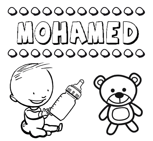 Dibujo del nombre Mohamed para colorear, pintar e imprimir