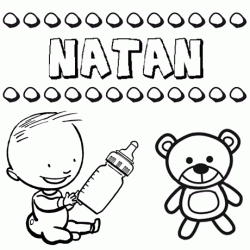 Dibujo del nombre Natán para colorear, pintar e imprimir