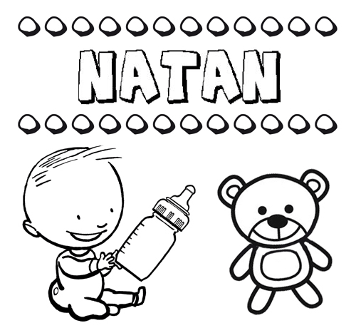Dibujo del nombre Natán para colorear, pintar e imprimir