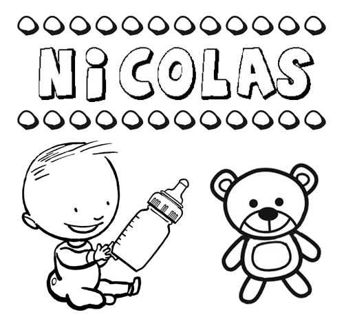 Dibujo del nombre Nicolás para colorear, pintar e imprimir