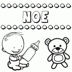 Dibujo del nombre Noé para colorear, pintar e imprimir