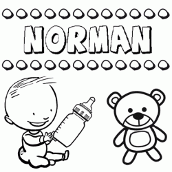 Dibujo del nombre Norman para colorear, pintar e imprimir