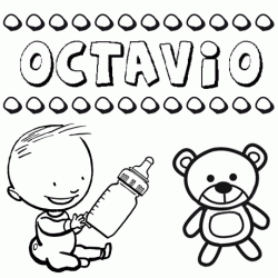 Dibujo del nombre Octavio para colorear, pintar e imprimir