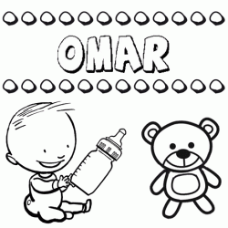 Dibujo del nombre Omar para colorear, pintar e imprimir